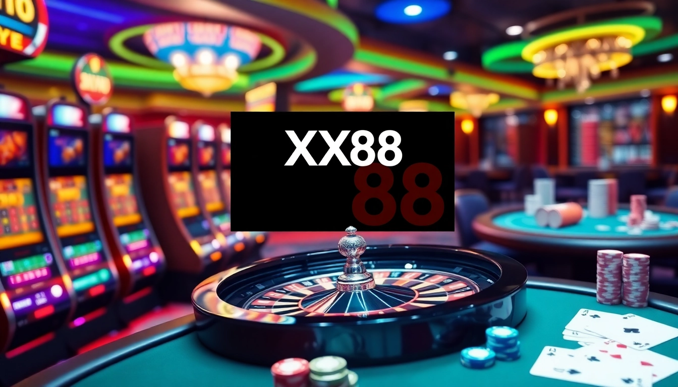 Experience the excitement of online gambling at XX88 with vibrant casino visuals.