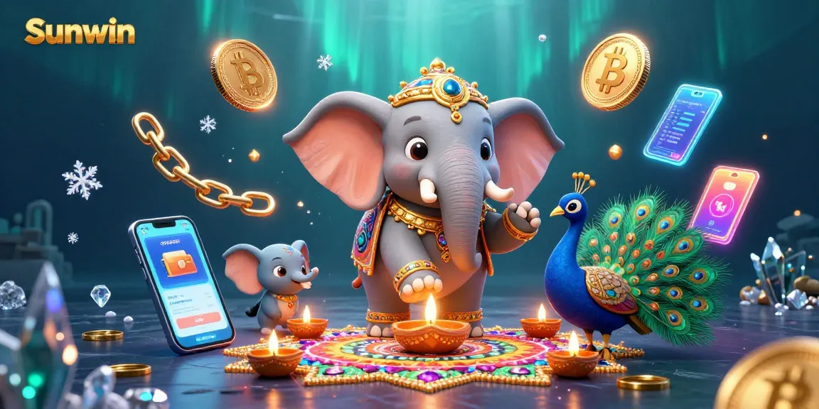 Experience exhilarating gaming with Sunwin’s vibrant 3D illustration showcasing a festive elephant and peacock!