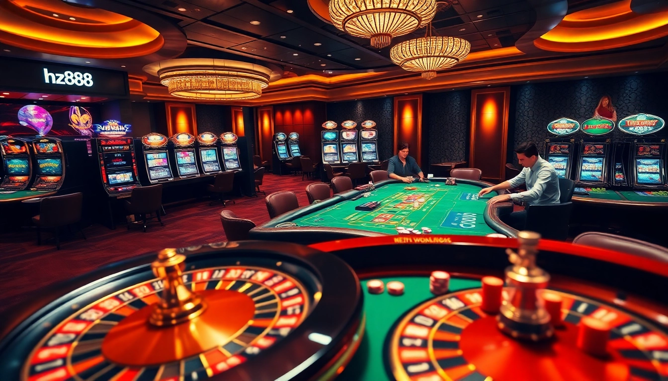 Experience the thrilling atmosphere of a casino with hz88 gaming tables and vibrant roulette.