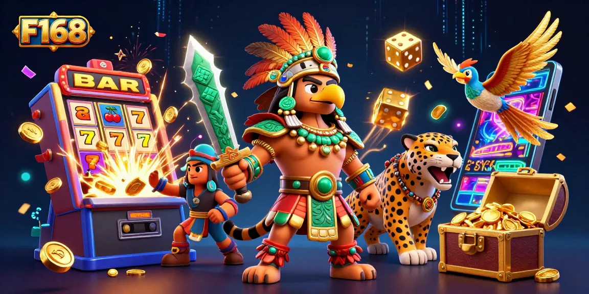 Win big with F168 in an action-packed casino adventure featuring vibrant 3D characters and games.