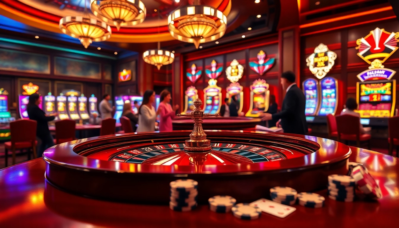 Experience the thrill of gambling at https://thabet1.net/ with a vibrant casino scene filled with roulette and excited players.