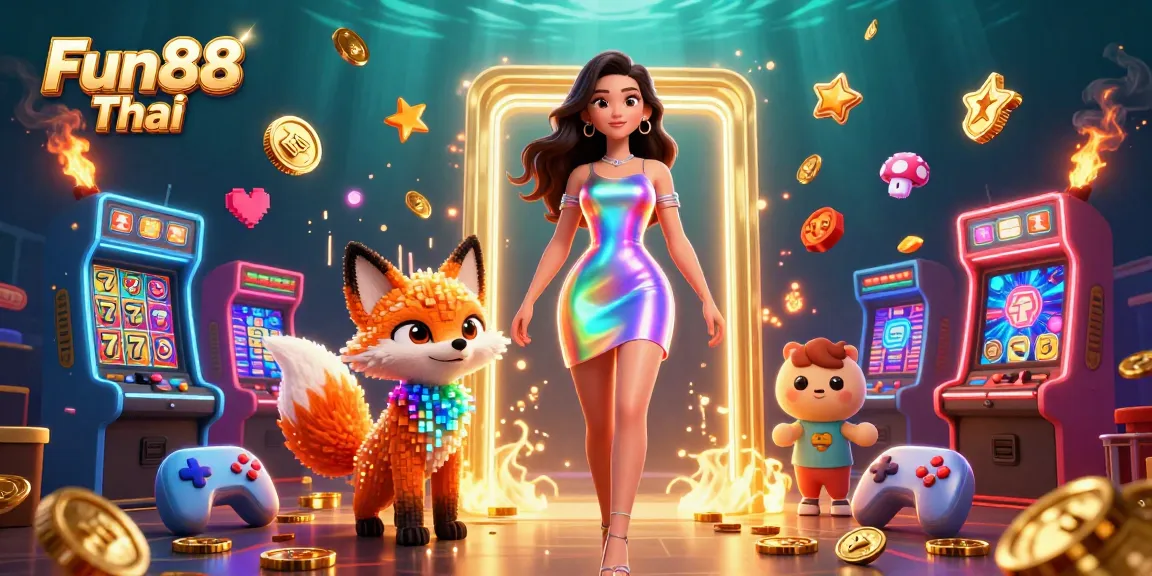 Experience the thrill of Fun88 Thai with vivid casino elements and engaging characters in a dynamic gaming scene.