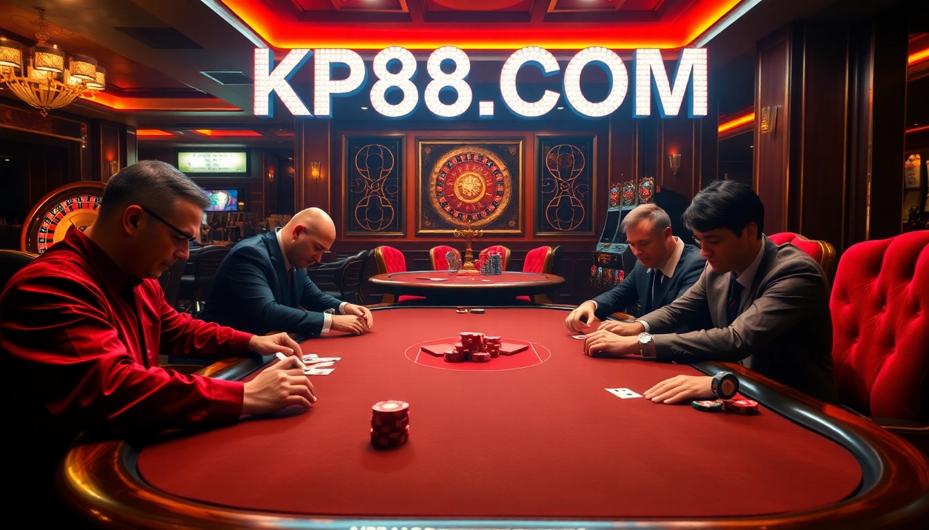 Intense poker action at KP88.COM with a luxurious casino ambiance.