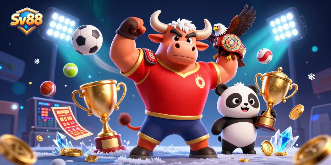 Engage in thrilling gaming experiences at Sv88 with a lively 3D casino scene featuring dynamic characters