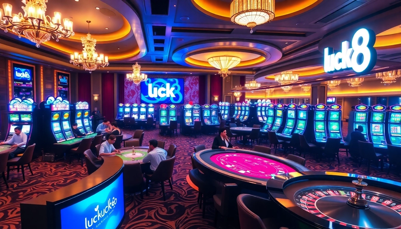 Experience the thrill of gambling at luck8 with vibrant casino tables and exciting slot machines.