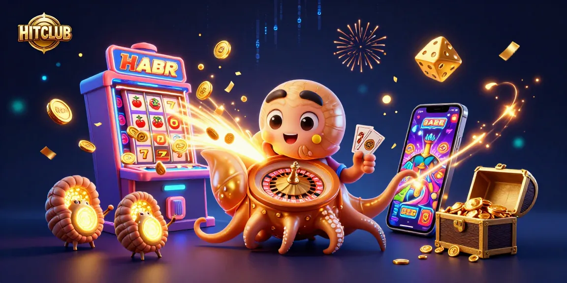 Experience the excitement of HITCLUB through this vibrant casino-themed illustration.