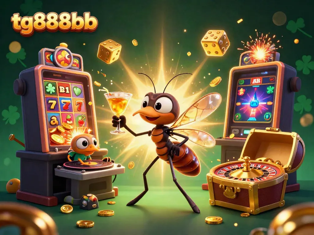 Experience the excitement of tg888bb with a lively 3D casino scene showcasing thrilling games and vibrant characters.