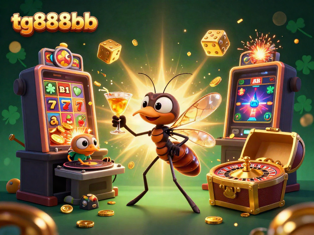 Experience the excitement of tg888bb with a lively 3D casino scene showcasing thrilling games and vibrant characters.