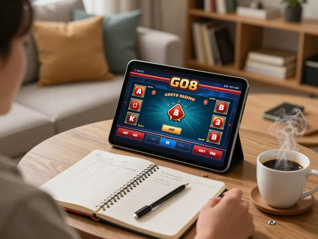Engage in thrilling GO8 online gambling with players enjoying a cozy home setup, showcasing strategic gameplay.