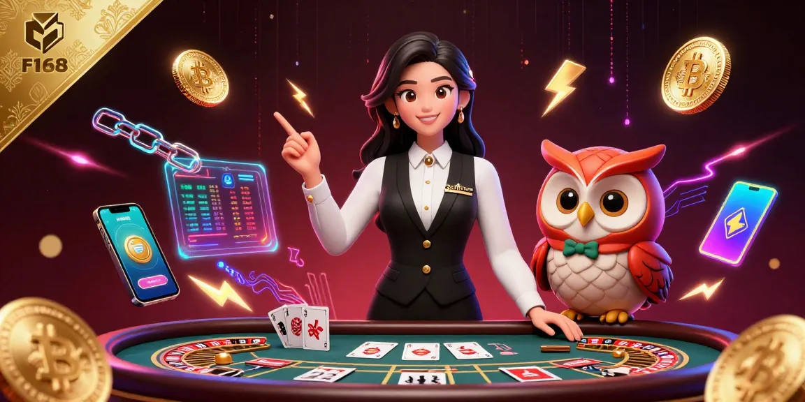 Experience thrilling gameplay with F168 at a luxurious baccarat table featuring a charming dealer pair.