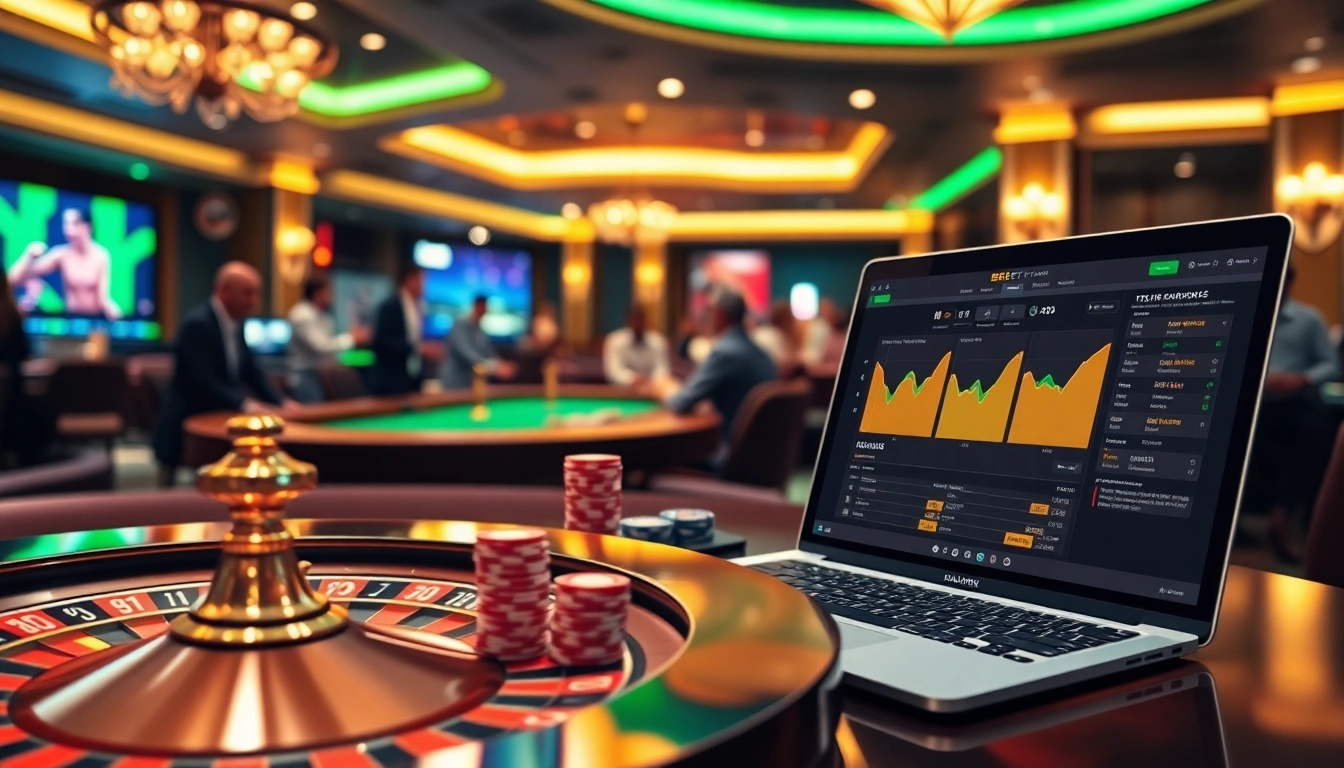 Players experiencing excitement while betting on 188BET in a luxurious online casino environment.
