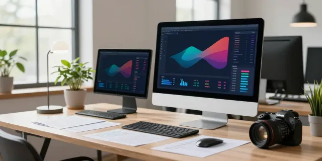 Digital marketer analyzing instant indexing metrics in modern workspace