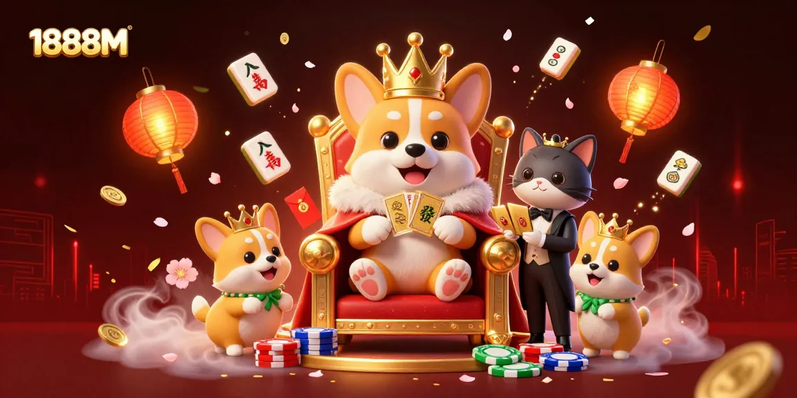 Engage with exciting gaming moments at 1888M in a vibrant, illustrative casino scene.