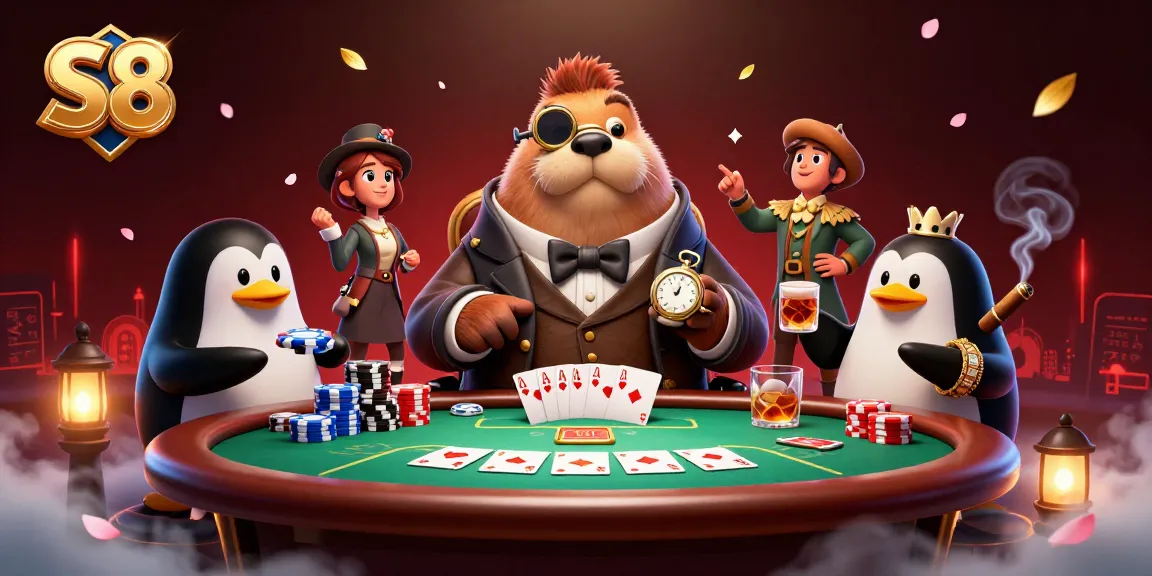 Play poker with S8's jolly walrus, sophisticated penguin dealer, and bluffing pufferfish in an underwater casino.