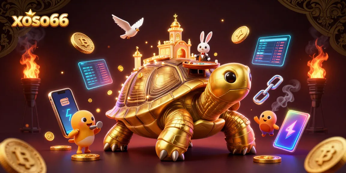 Experience thrilling entertainment with xoso66 featuring vibrant 3D casino elements and golden coins.