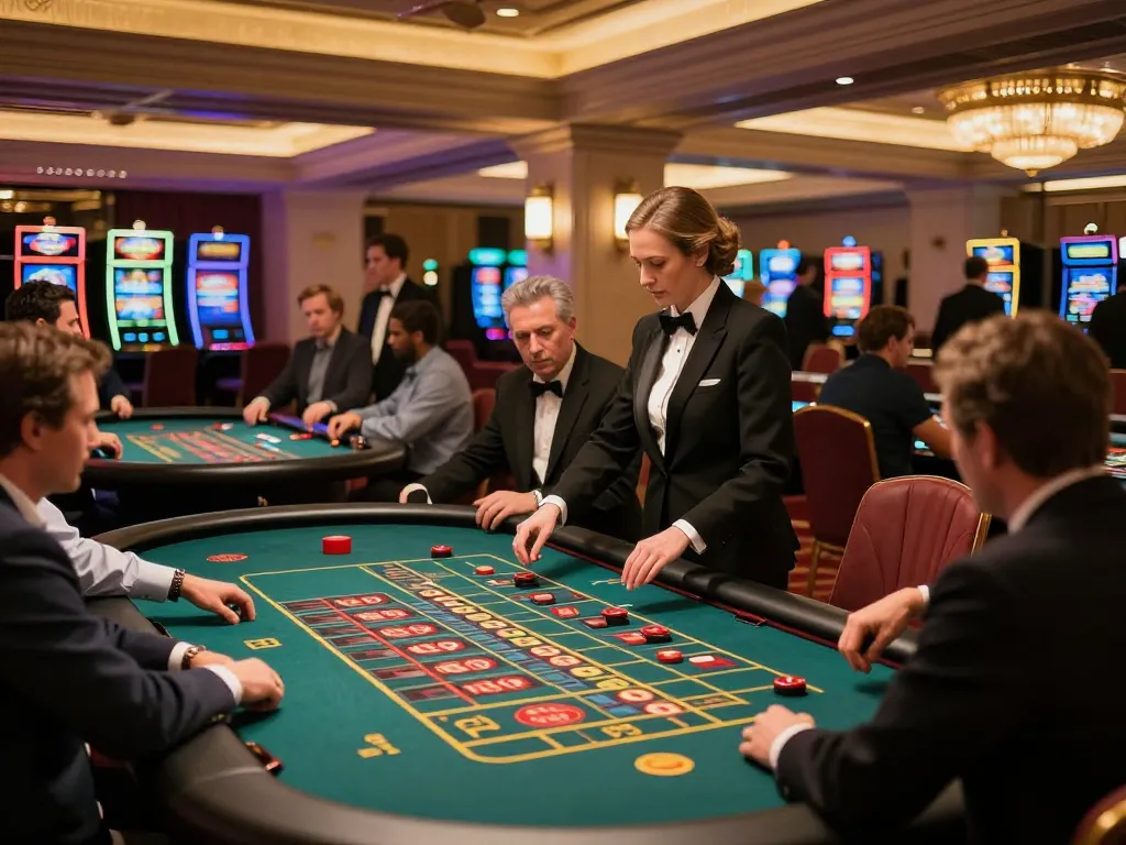 Players placing bets at roulette tables in a luxurious bl555r casino atmosphere.