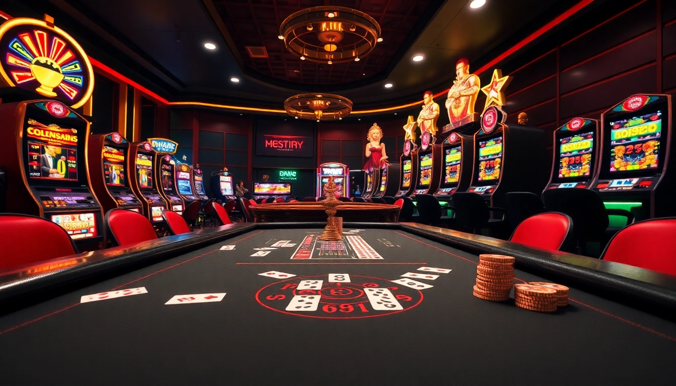 Experience thrilling gameplay at https://xx88casino.com/ with luxurious casino ambiance featuring gambling tables and vibrant slot machines.