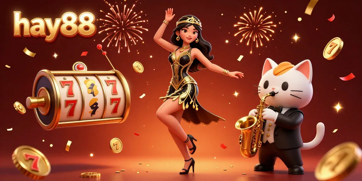 Experience the excitement of hay88 with vibrant 3D characters celebrating in a bustling online casino.