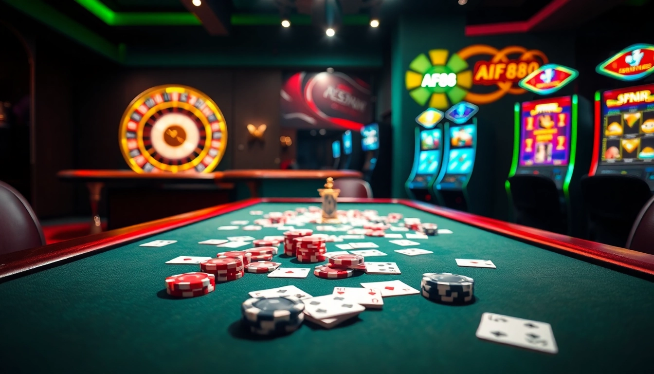 Experience the thrill of AF88 casino gaming with vibrant tables, exciting action, and dazzling chips.