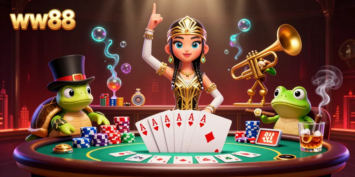 Experience thrilling gameplay at ww88 with vibrant 3D characters enjoying the excitement of poker and casino.