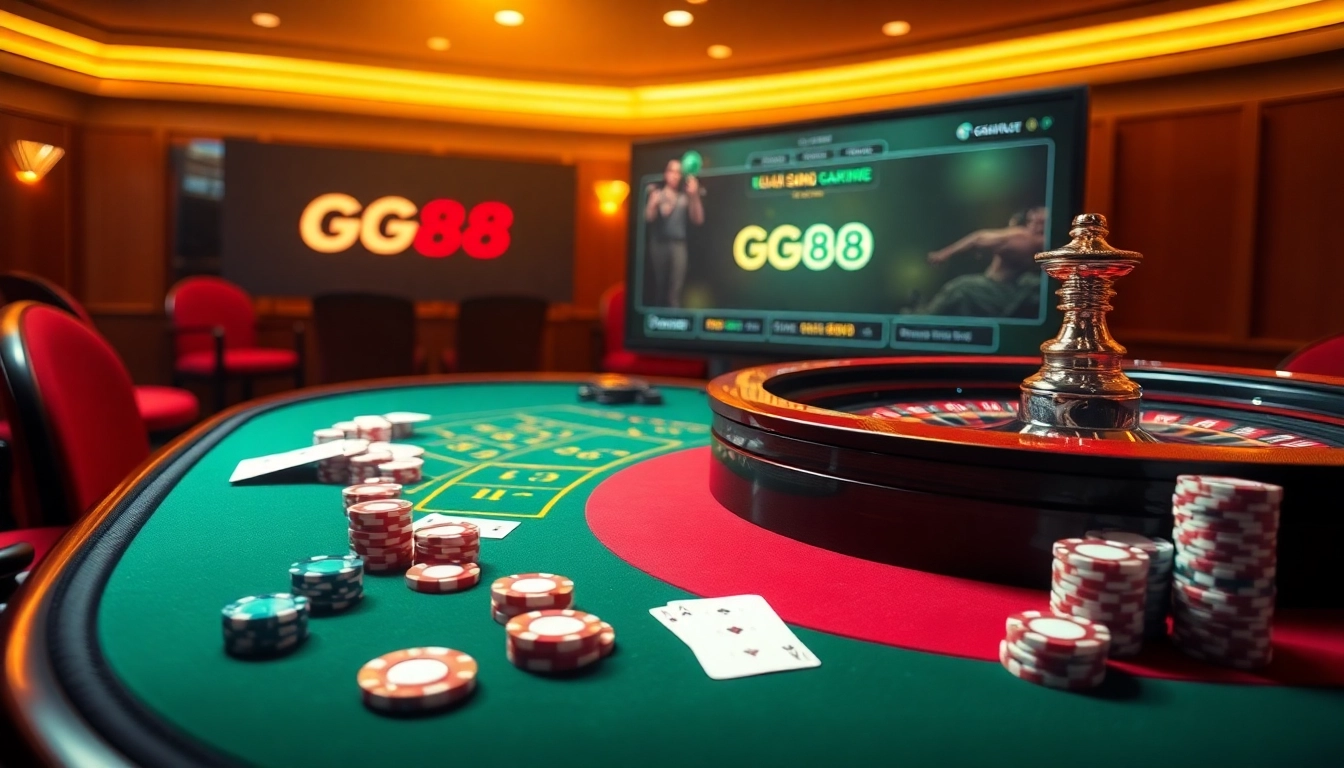 Engaging casino action showcasing the excitement of online gambling at https://gg88.biz/ with poker chips and roulette.