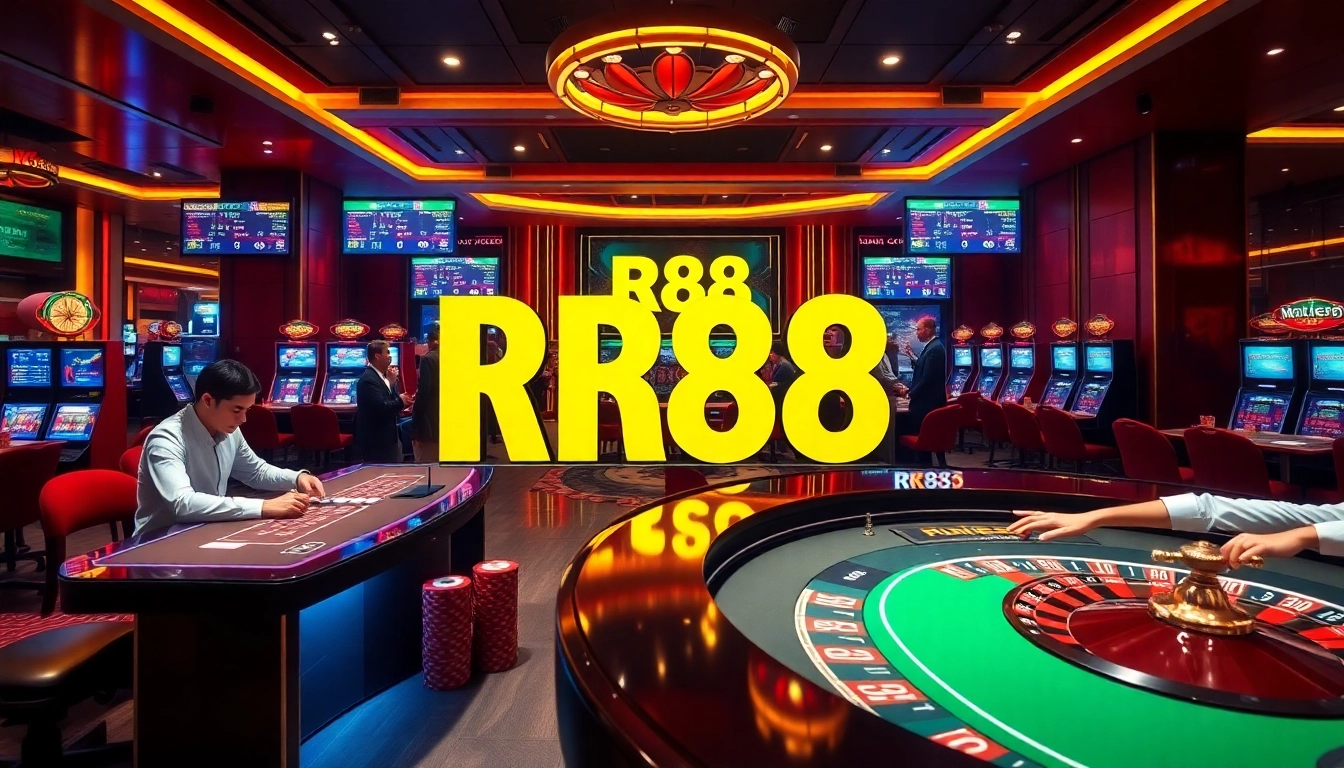 Engaged players enjoying a thrilling RR88 casino experience at elegant gambling tables.