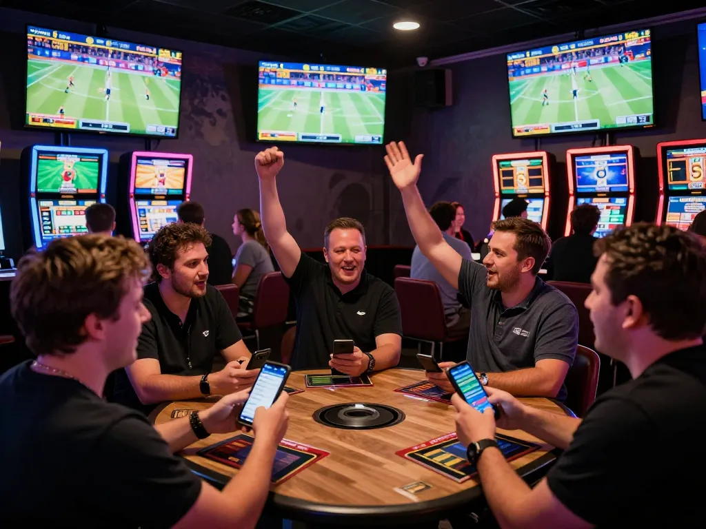 View of enthusiastic fans engaged in kèo nhà cái betting during a lively sports game at a betting lounge