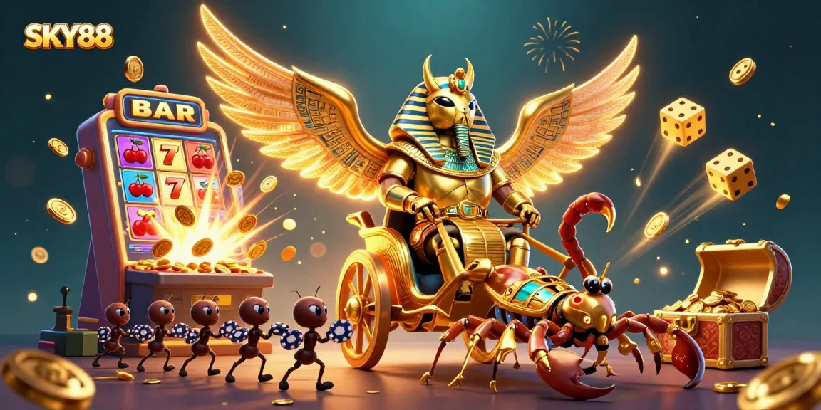 Experience thrilling wins at SKY88 with classic slots and vibrant casino graphics.