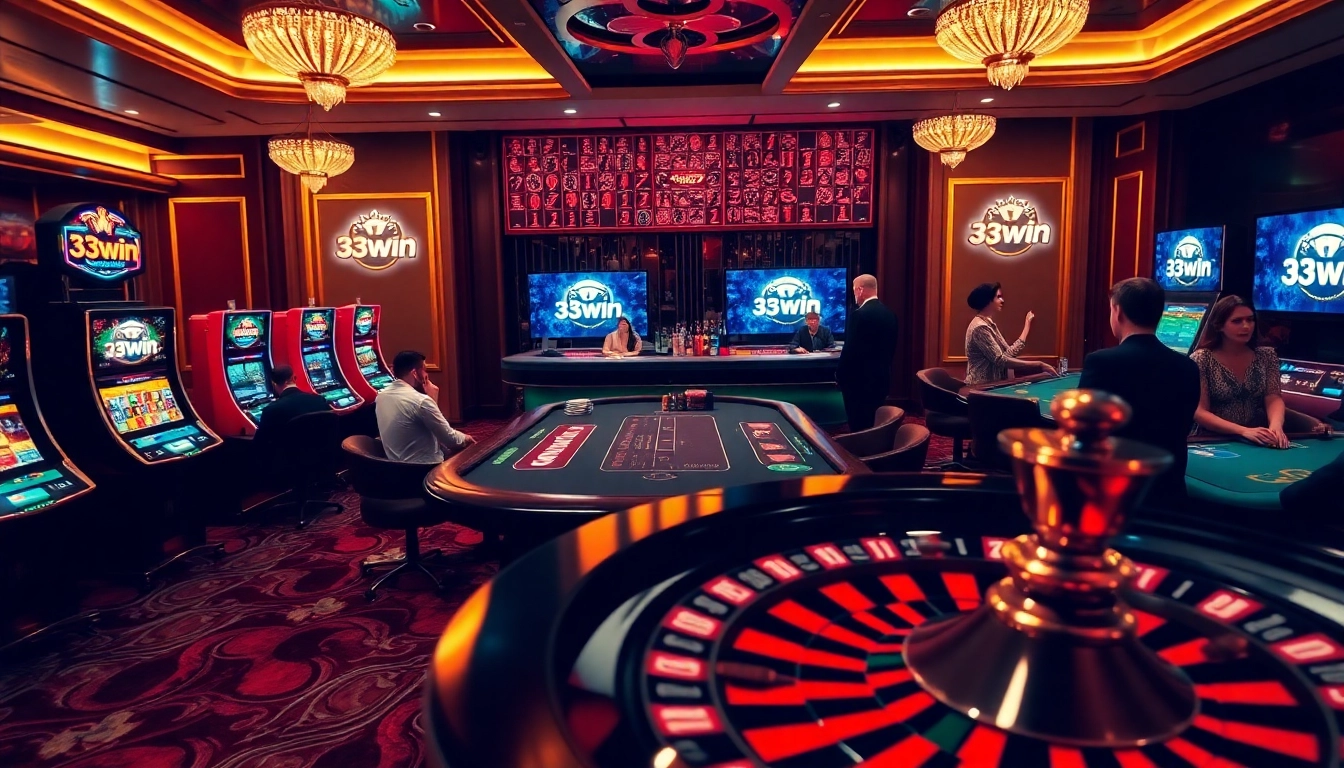 Experience high-stakes gaming excitement at 33win with luxurious casino visuals and vibrant atmosphere.