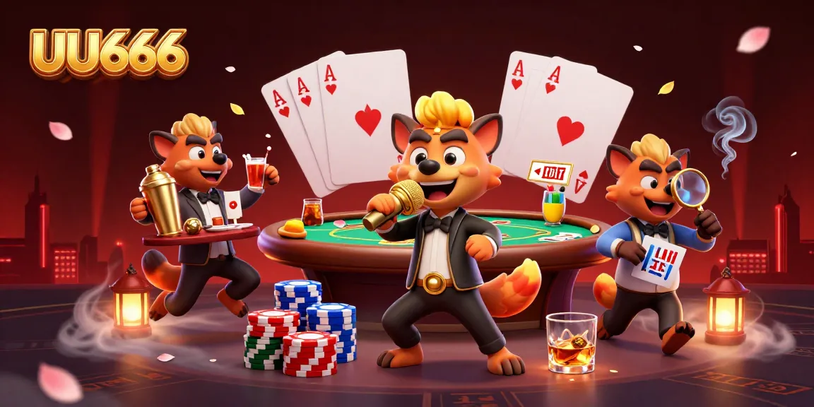Experience the excitement at UU666's vibrant casino, featuring lively hyenas and dynamic game elements.