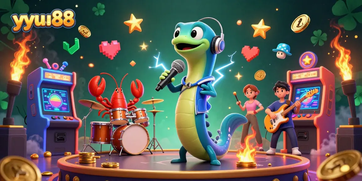 yyuu88 brings an electrifying underwater casino scene alive with vibrant characters and gaming elements.