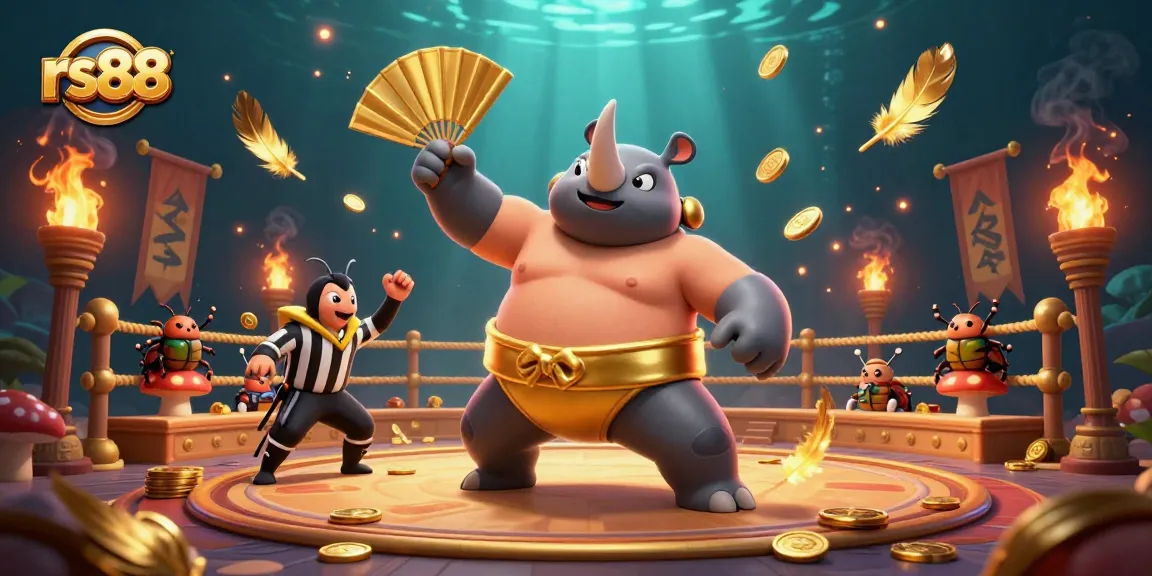 Experience the thrill of gambling with the vibrant rs88 beetle sumo champion illustration.