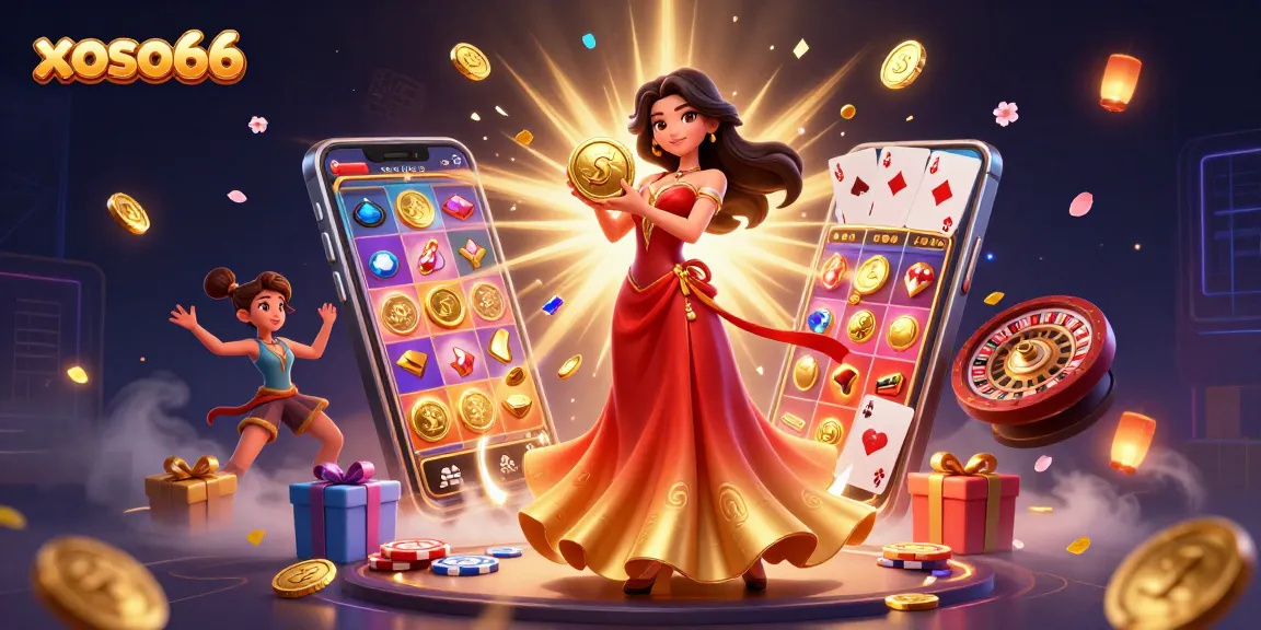 Win big with xoso66's dazzling slot games, featuring vibrant scenes and stunning visuals.