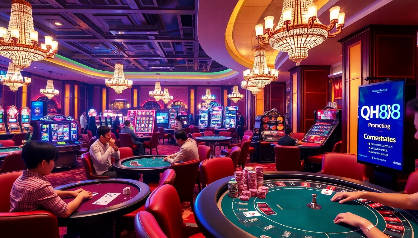 Engaging online gambling scene highlighting qh88 with vibrant casino games.