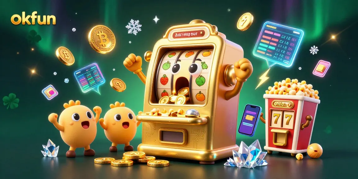 Experience an exciting jackpot jackpot with okfun's colorful slots and playful characters in a vibrant casino scene.