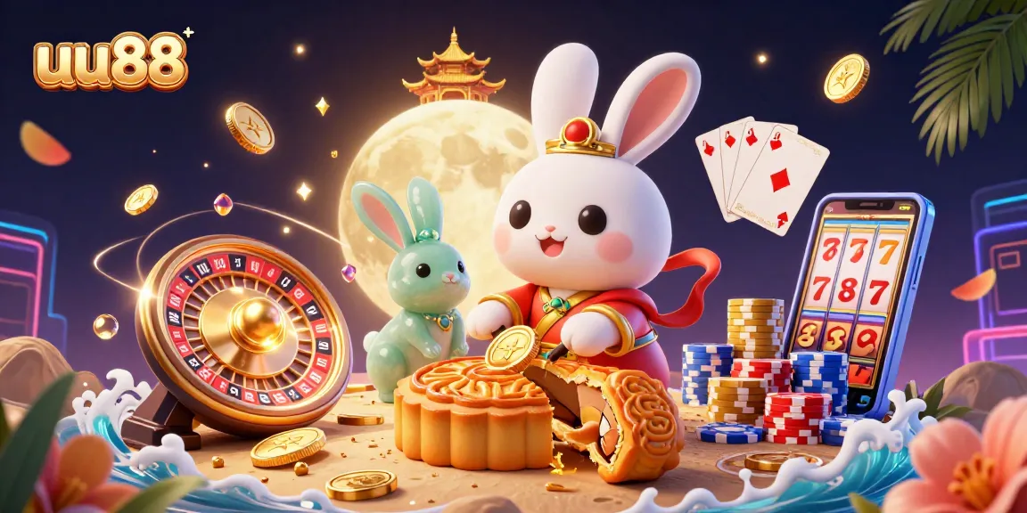 Experience the thrill of uu88 with a dynamic 3D casino scene featuring colorful chips and golden coins.