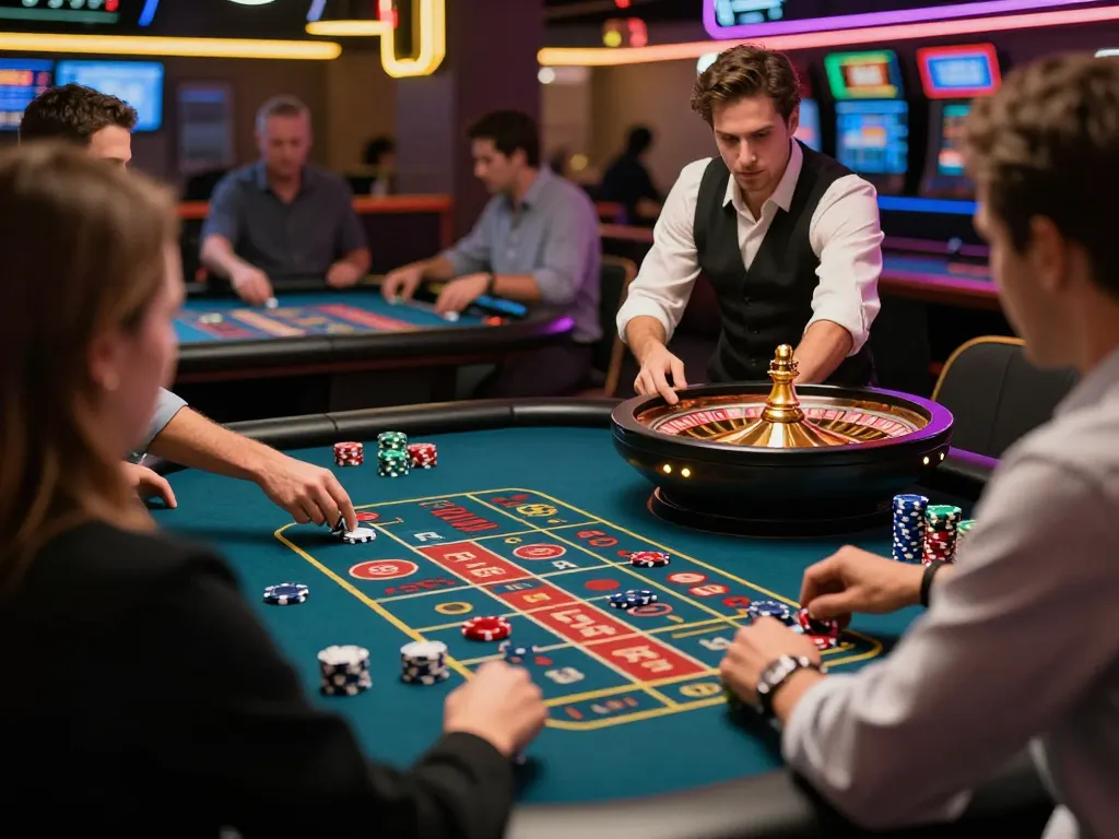 Players experience thrilling roulette gameplay at 68win's online casino, chips and bets visible.