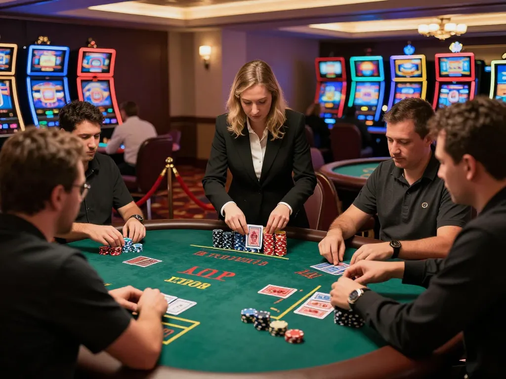 Casual players at blackjack tables focused on strategy and cards at https://tx88.rent/ casino.