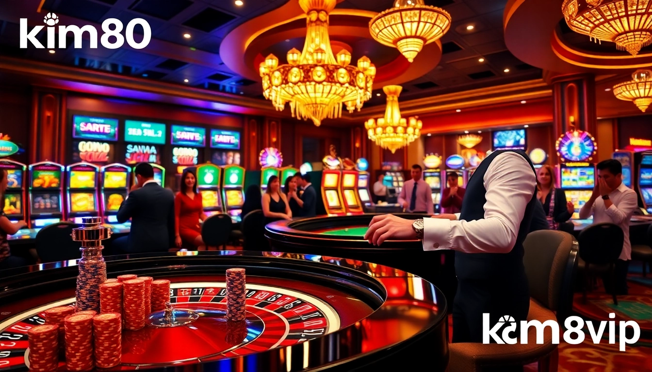 Experience high-stakes gambling action at the km88 abcvip roulette table surrounded by vibrant excitement.