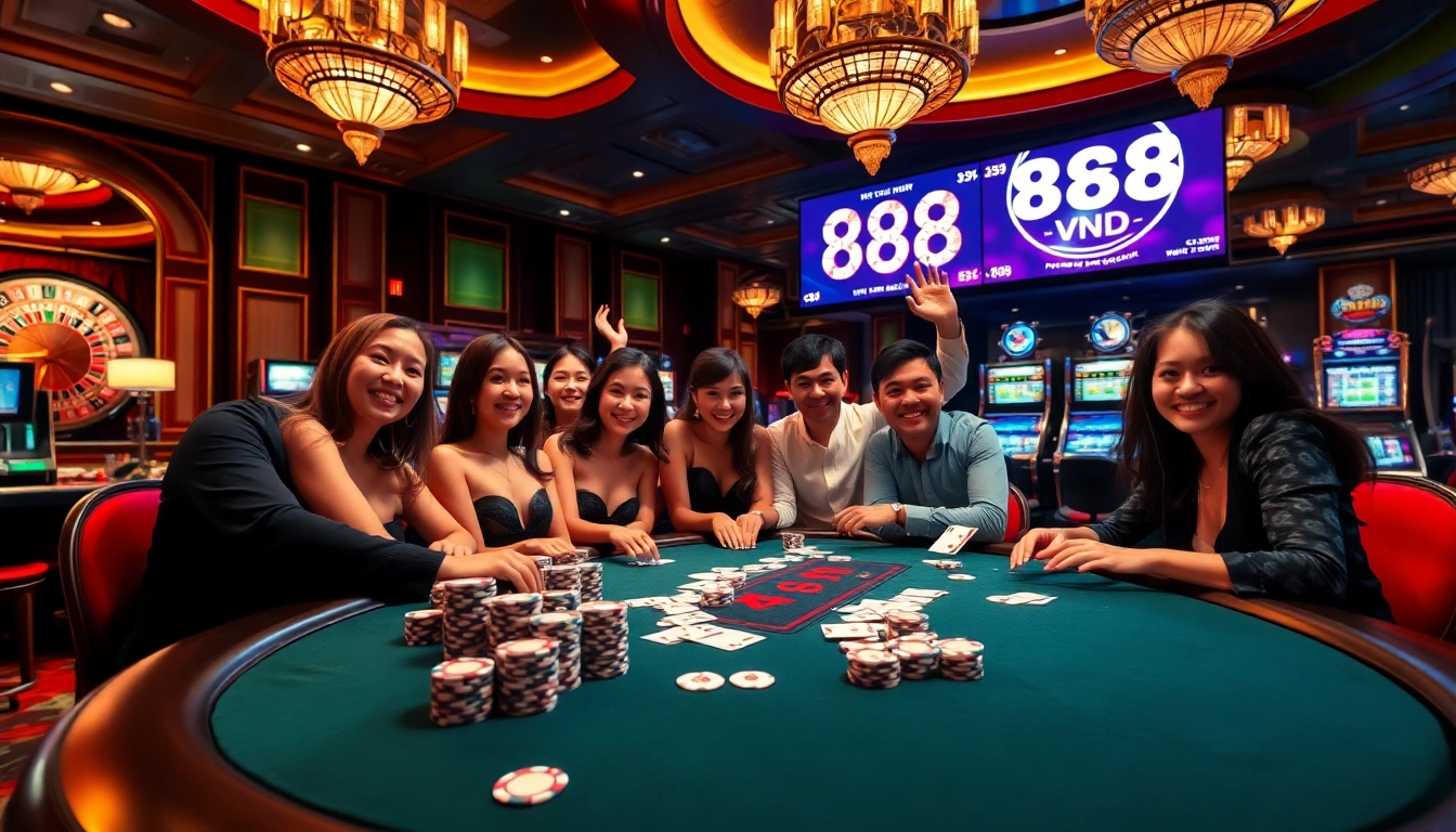 Experience exhilarating wins at the stylish casino with 888 VND chips and poker tables.