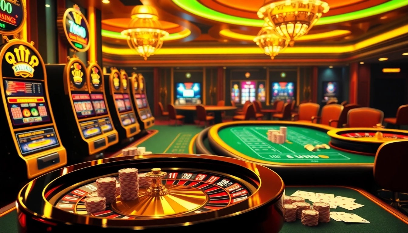 Experience thrilling online gambling at https://jtg88.com/ with vibrant casino tables and spinning roulette.