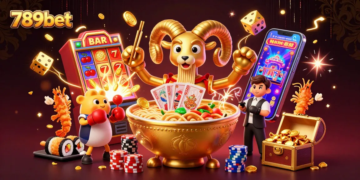 Stack chips and deal cards in a vibrant 789bet casino with energetic characters.