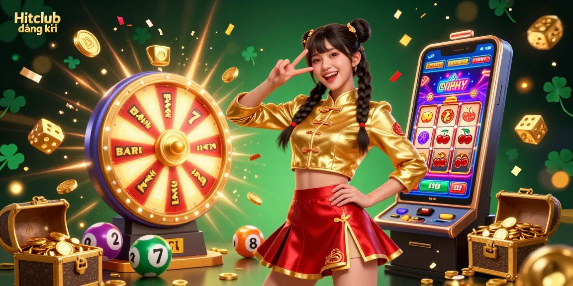 Engage in thrilling gameplay with Hitclub đăng ký, featuring vibrant characters and casino elements bursting with excitement.