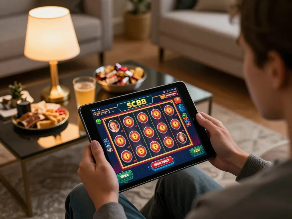 Engaging with the SC88 mobile app for immersive online gambling experience.