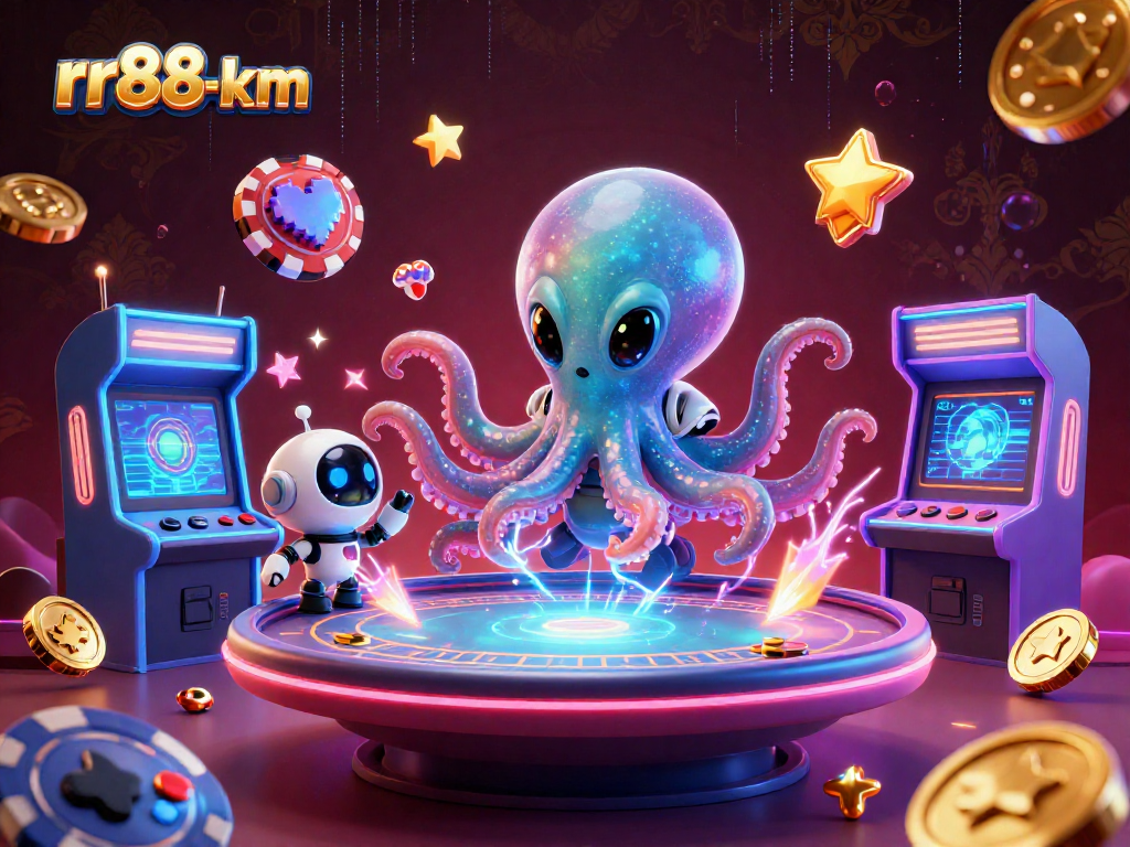 Engage with rr88-km's dynamic 3D alien octopus poker scene featuring colorful games and riches.