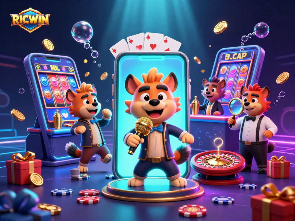 Watch RICWIN's lively hyena characters at their comedy casino club, mixing drinks and telling jokes.