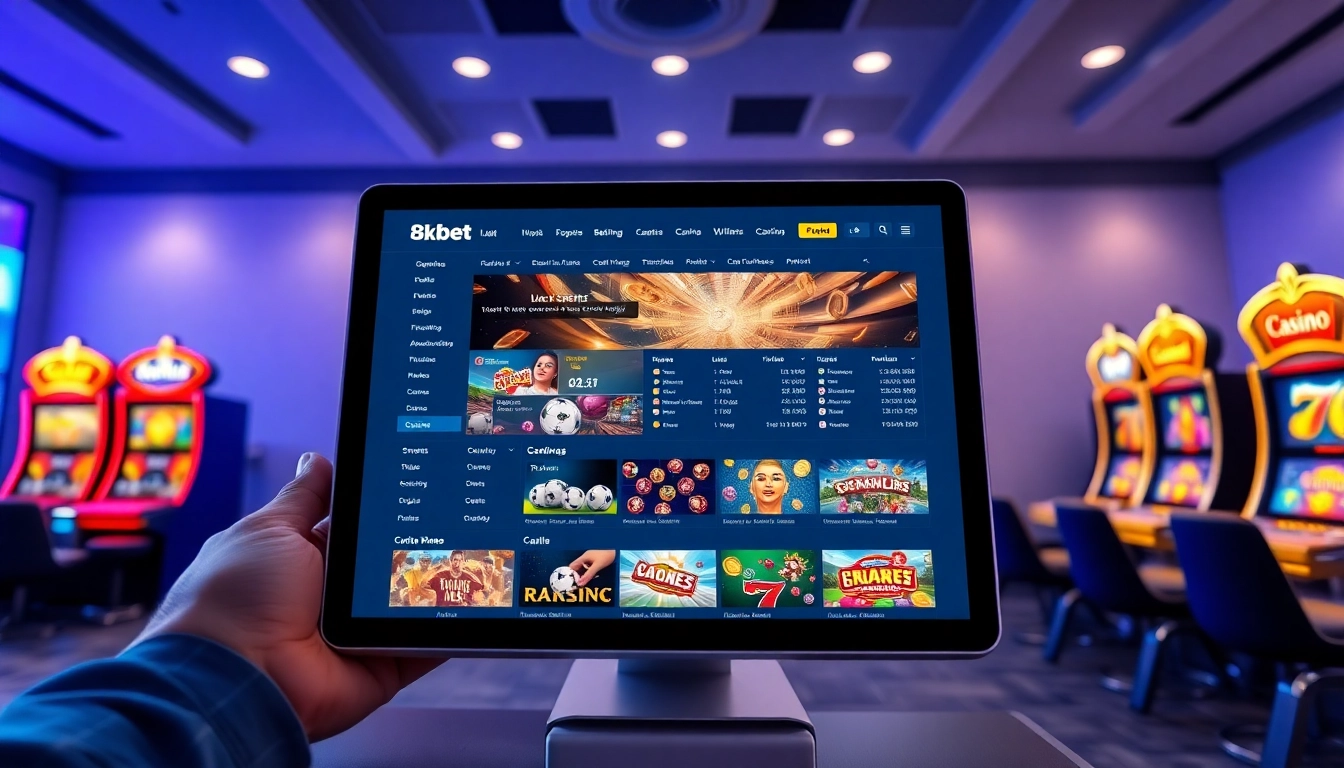 8kbet online betting interface showcasing vibrant sports and casino games.