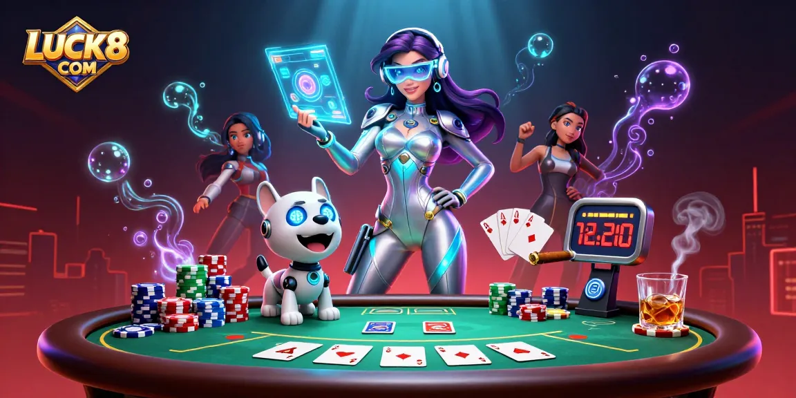 Engage in thrilling gameplay at LUCK8 COM with vibrant characters and dynamic casino elements.