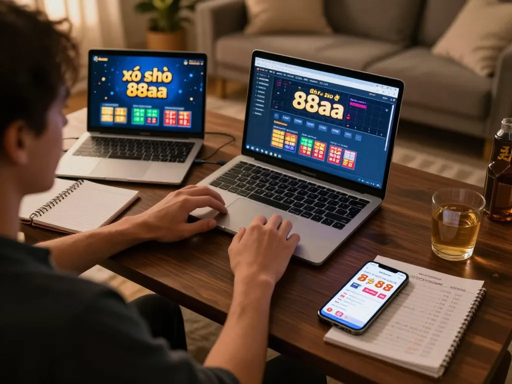 xổ số 88aa player engaging with lottery app while analyzing strategies and odds