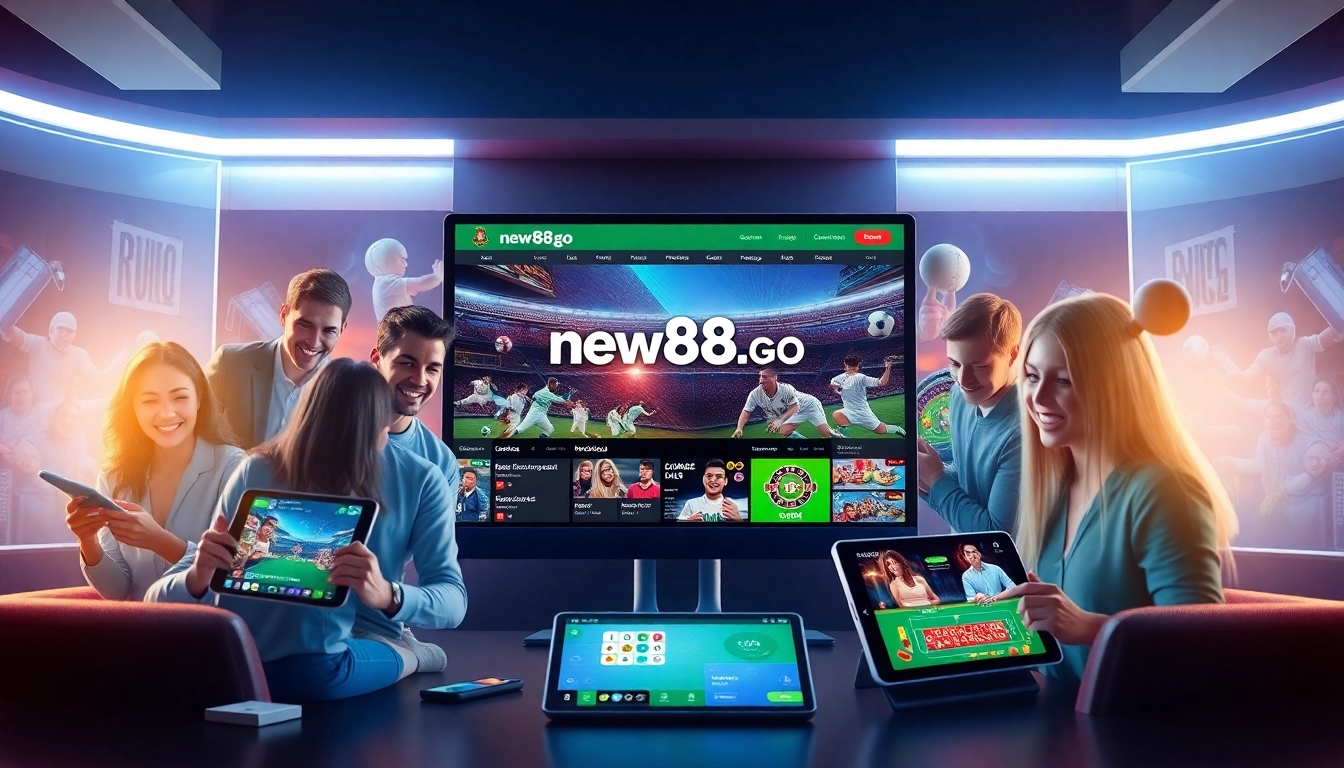 Exciting online betting experience with new88go.com featuring diverse players and a modern digital interface.